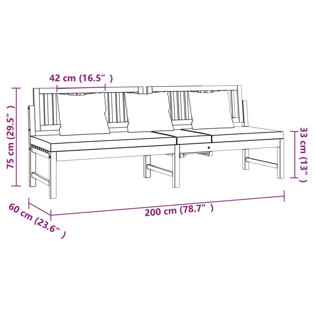 Day Bed with Cushion 200x60x75 cm Solid Wood Acacia Price