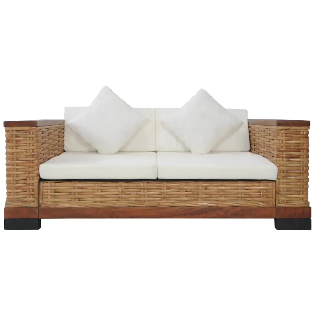 Sofa Set with Cushions Brown Natural Rattan Price