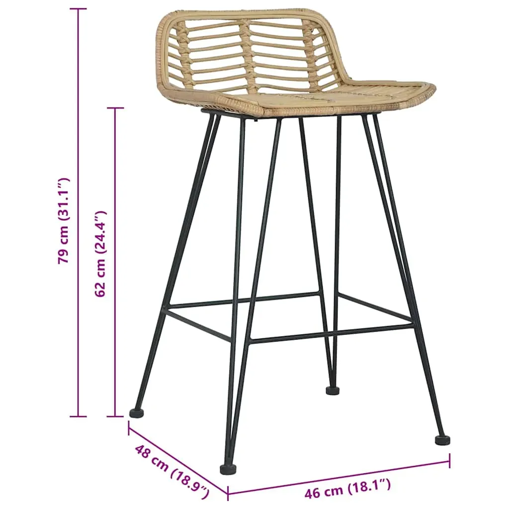 Bar Chairs 2 pcs Natural Rattan Price