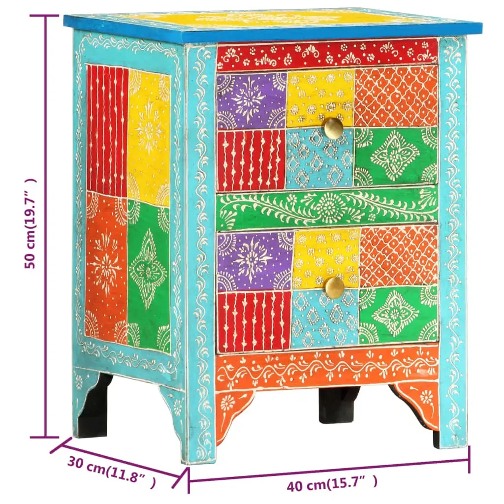 Stewart Hand Painted Bedside Cabinet 40x30x50 cm Solid Mango Wood Price