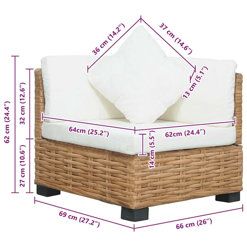 Sofa with Cushions Natural Rattan Price