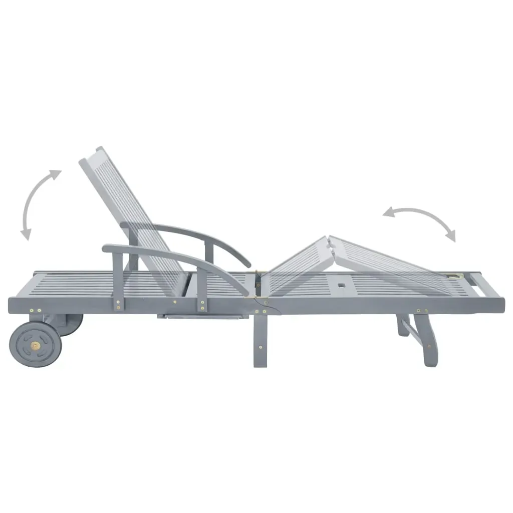 Garden Sun Lounger with Cushion Solid Acacia Wood Price