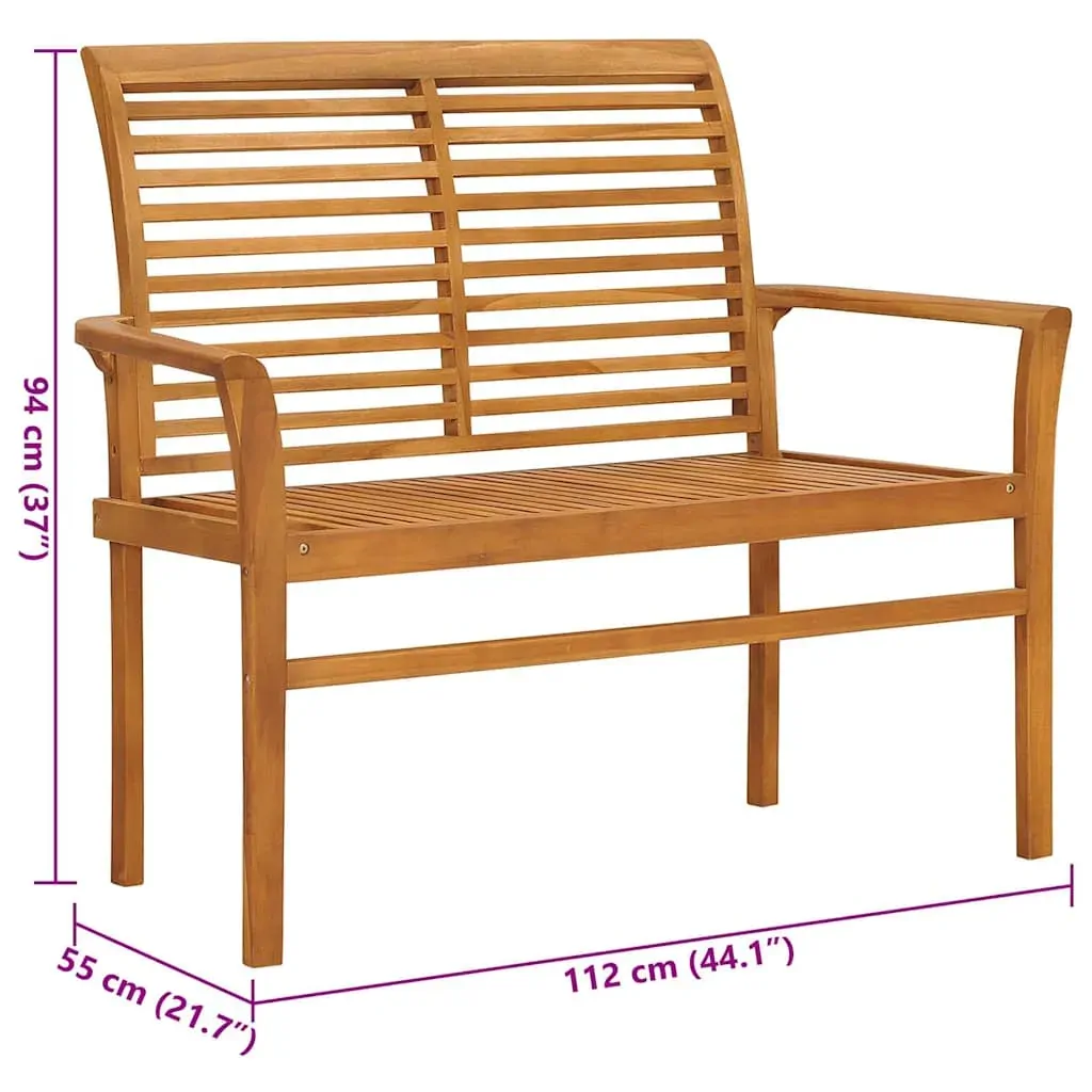 Garden Bench with Cushion 112 cm Solid Teak Wood Price