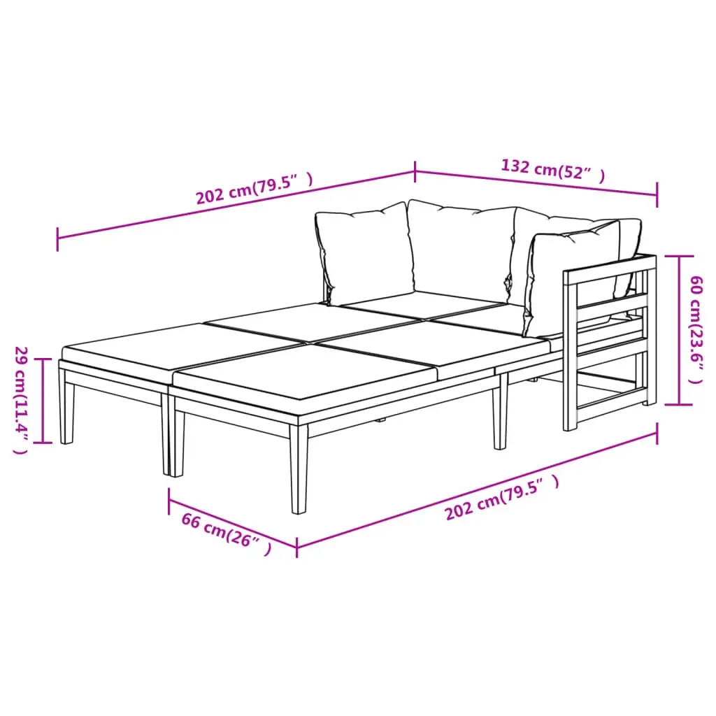 Sun Loungers with Cushions 2 pcs Acacia Wood Price