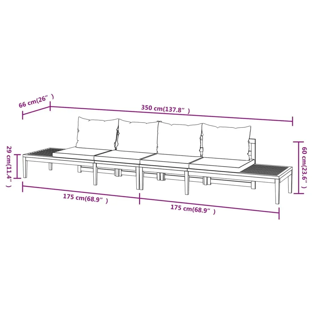 Garden Benches with Cushions 2 pcs Acacia Wood Price