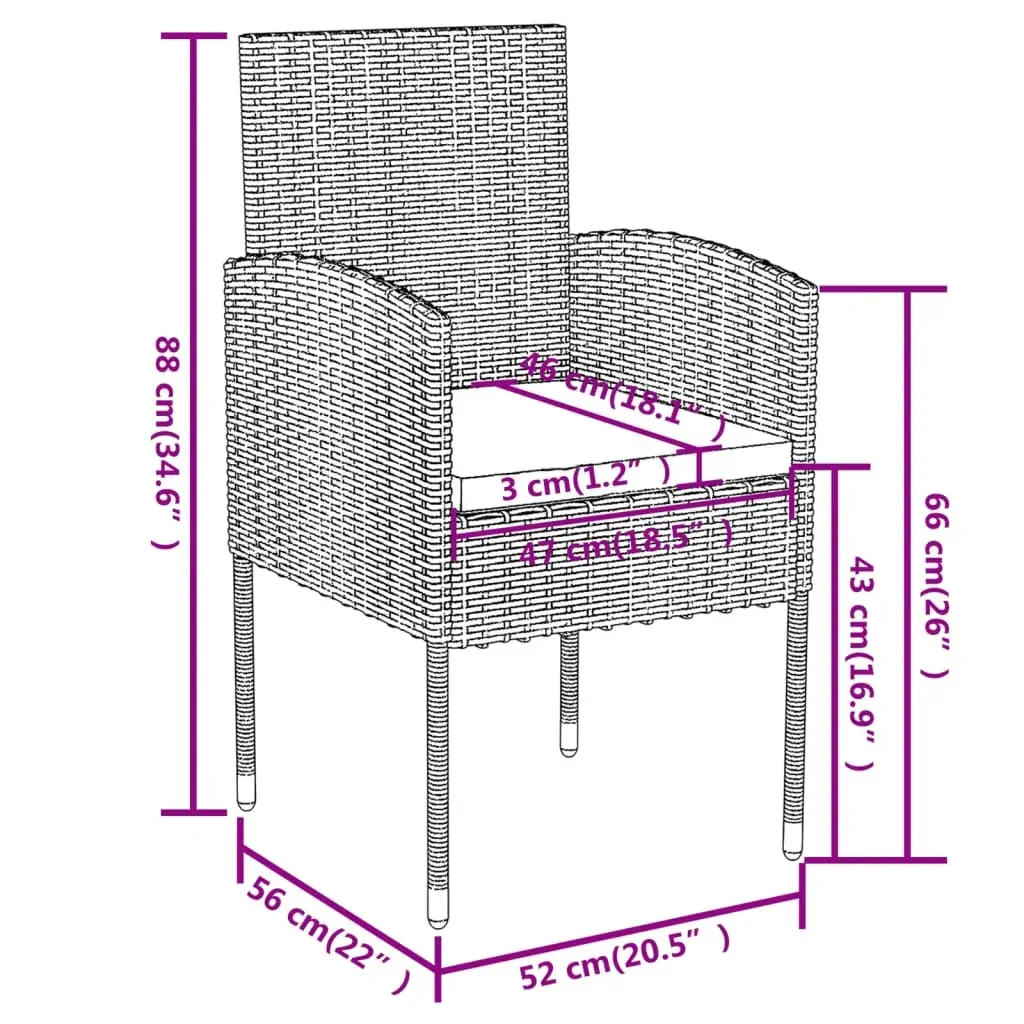 3 Piece Garden Dining Set Poly Rattan Price