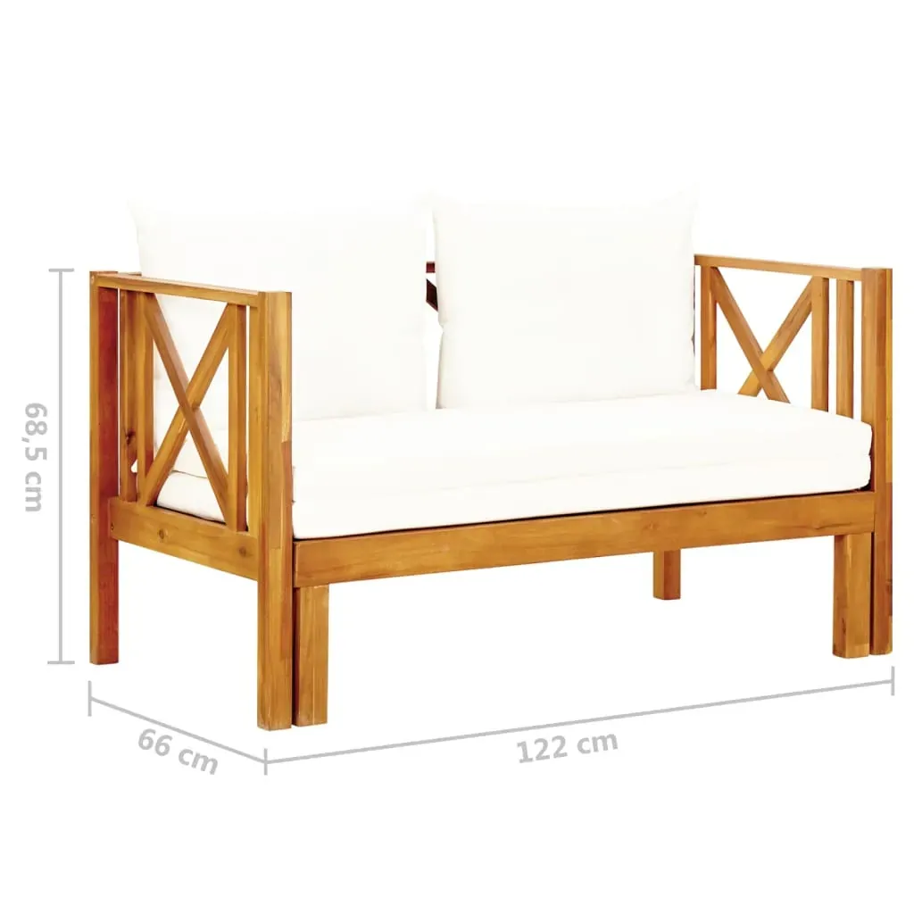 2-Seater Garden Bench with Cushions Solid Acacia Wood Price