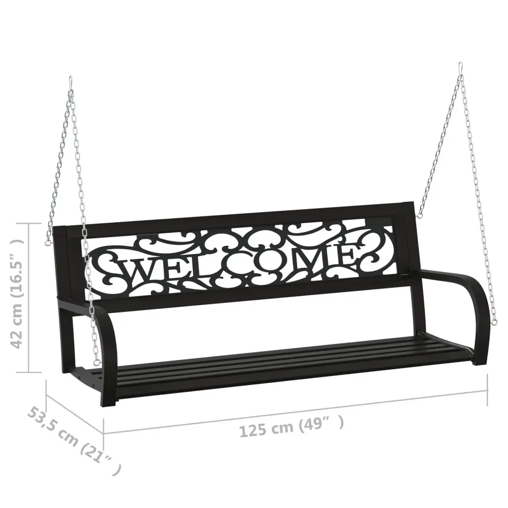 Garden Swing Bench 125 cm Steel and Plastic Black Price