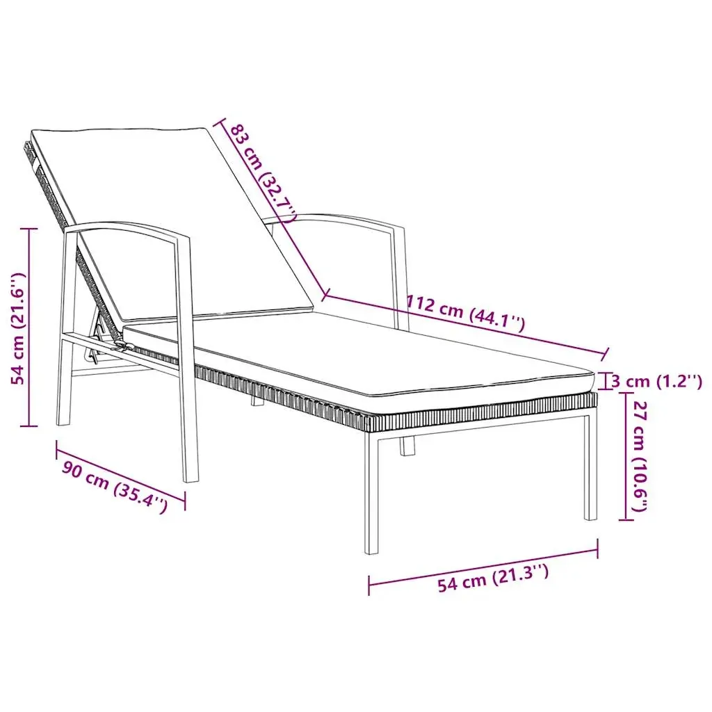 Garden Sun Lounger with Cushion Poly Rattan Price