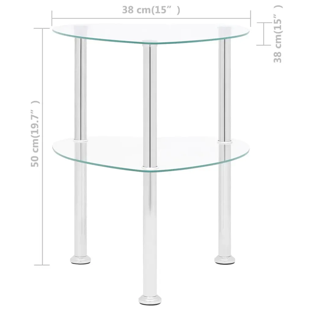 Tredegar 2-Tier Side Table Transparent 38x38x50 cm Tempered Glass Price