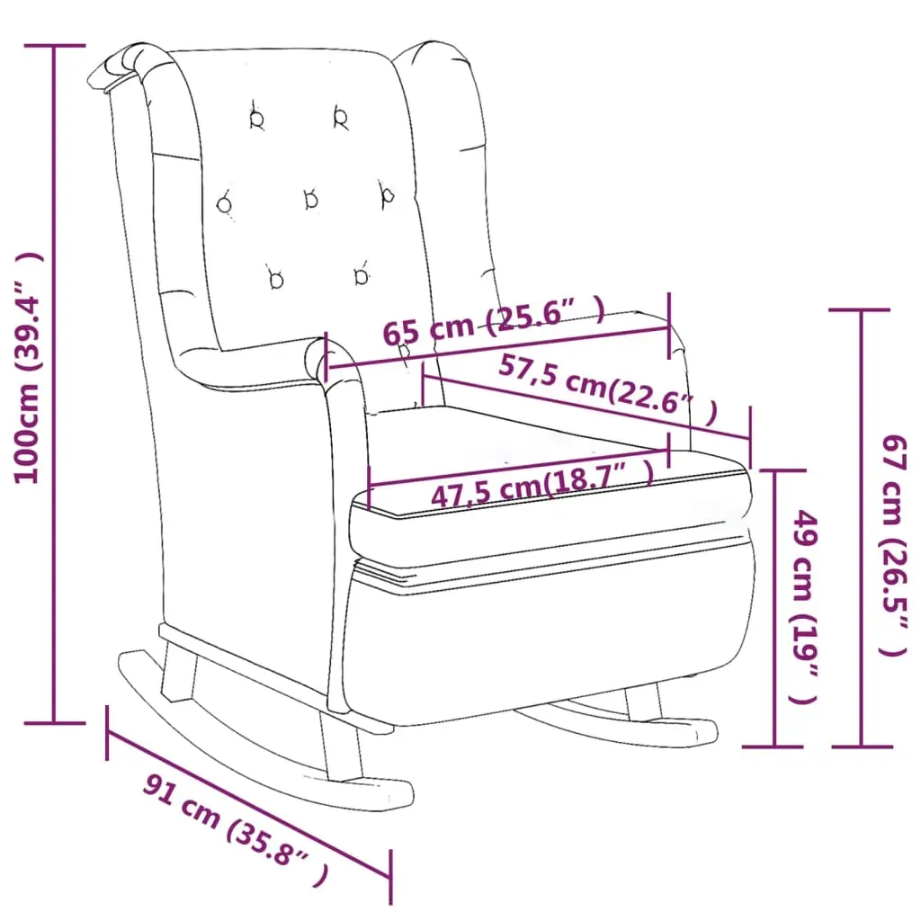 Armchair with Solid Rubber Wood Rocking Legs Fabric Price