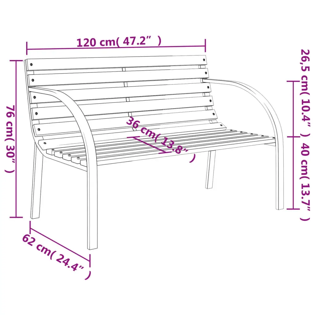 Garden Bench 120 cm Wood and Iron Price