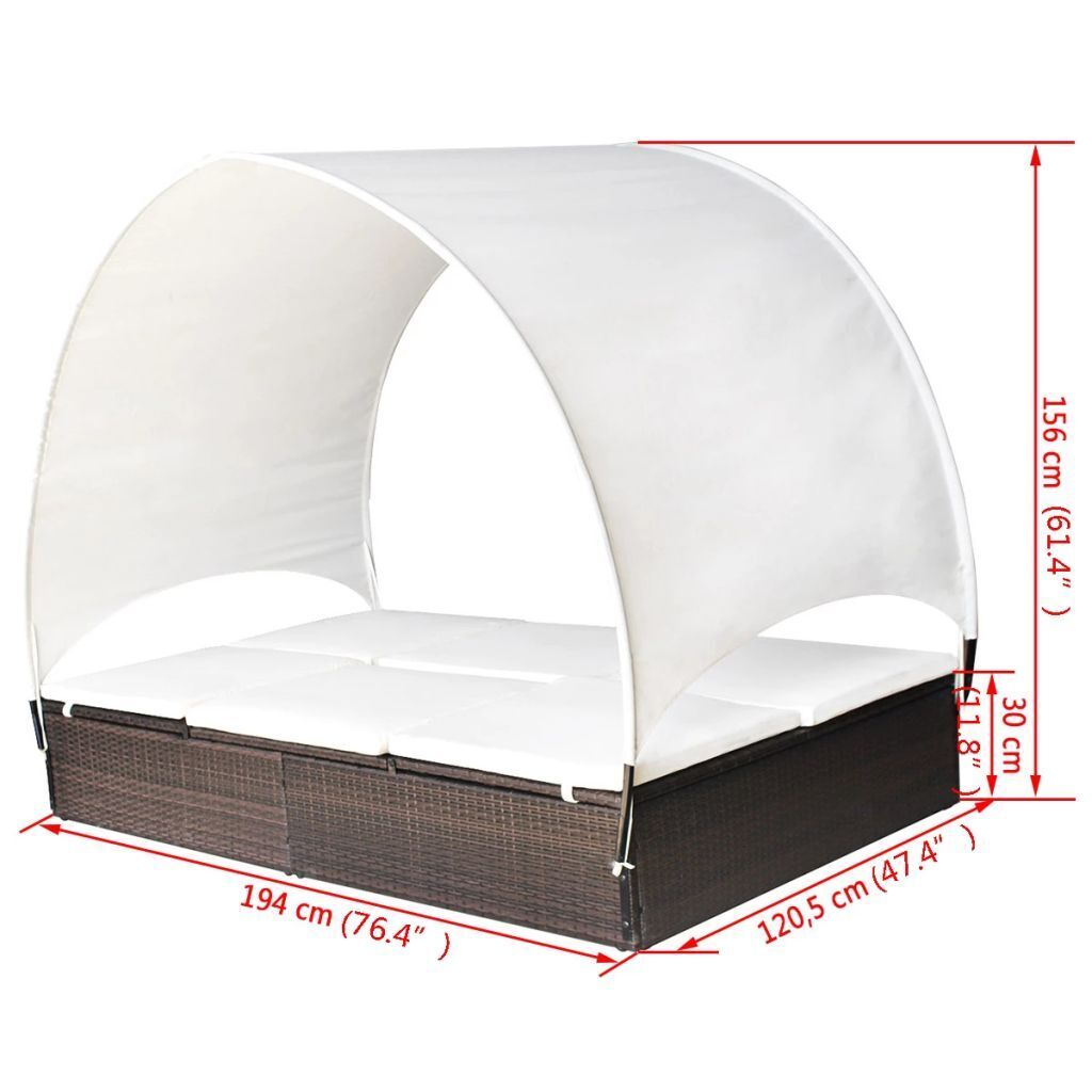 Double Sun Lounger with Canopy Poly Rattan Price