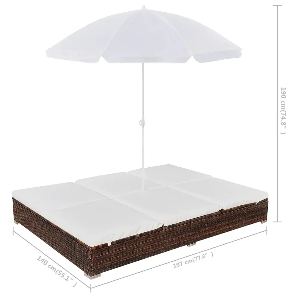 Outdoor Lounge Bed with Umbrella Poly Rattan Price