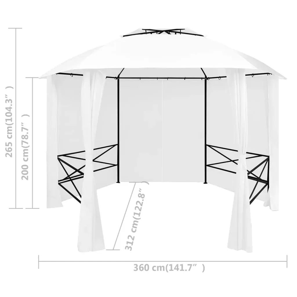 Garden Marquee Pavilion Tent with Curtains Hexagonal 360x265 cm Price