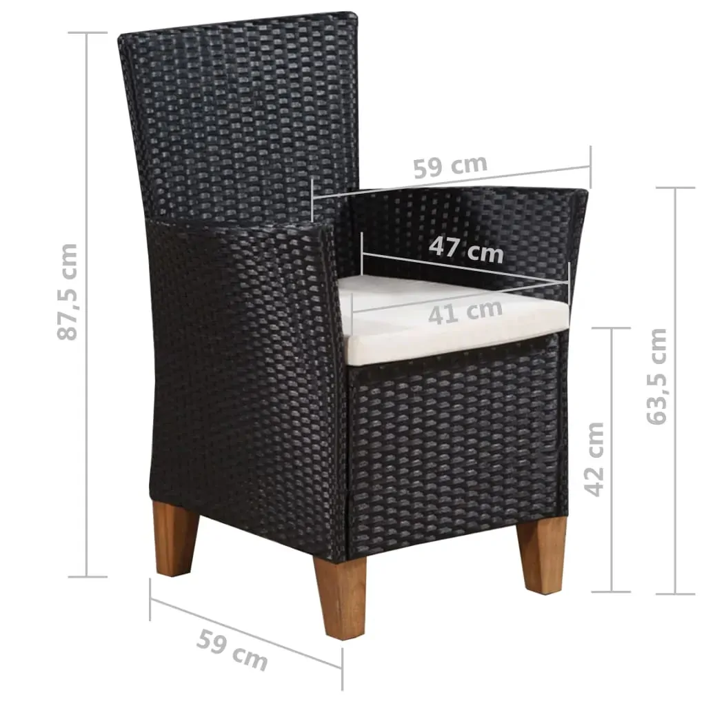 Outdoor Dining Set Poly Rattan Black and Brown Price