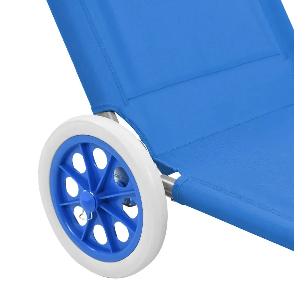 Folding Sun Lounger with Canopy and Wheels Steel Price