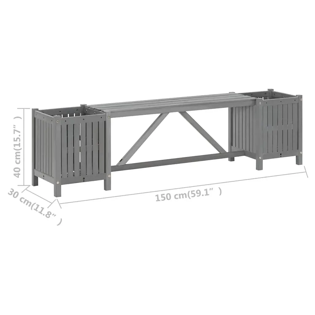 Garden Bench with 2 Planters Solid Acacia Wood Price