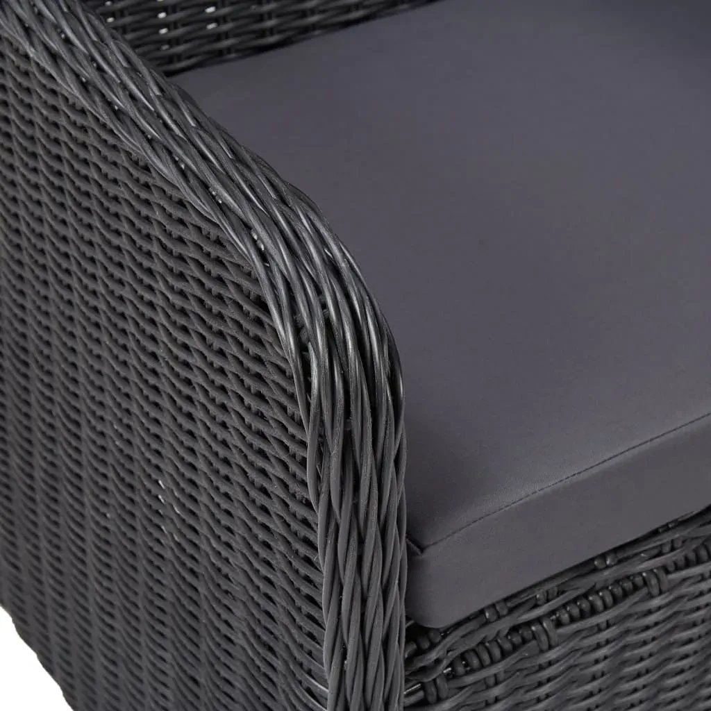 3 Piece Garden Bistro Set with Cushions Poly Rattan Black Price