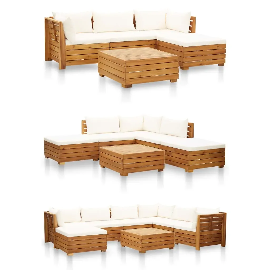 Sectional Footrest 1 pc with Cushion Solid Acacia Wood Price