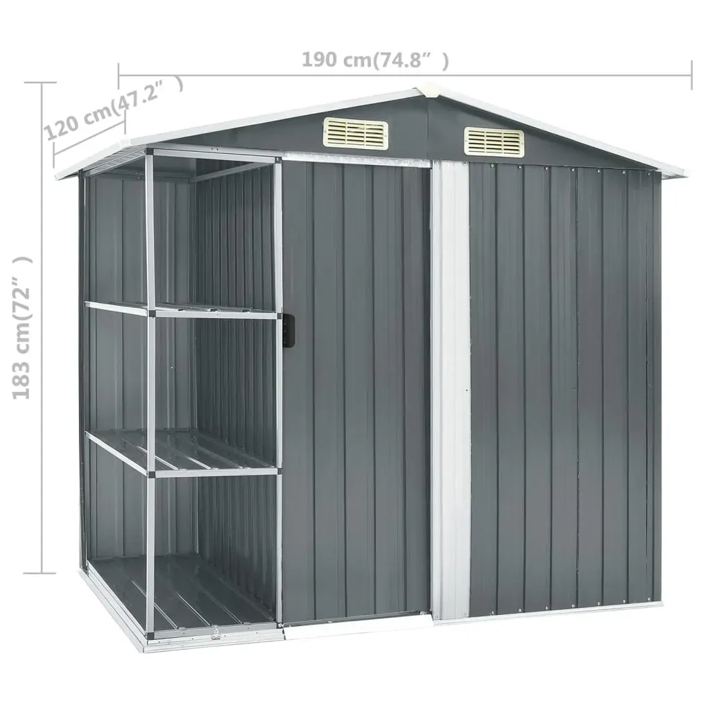 Garden Shed with Rack 205x130x183 cm Iron Price