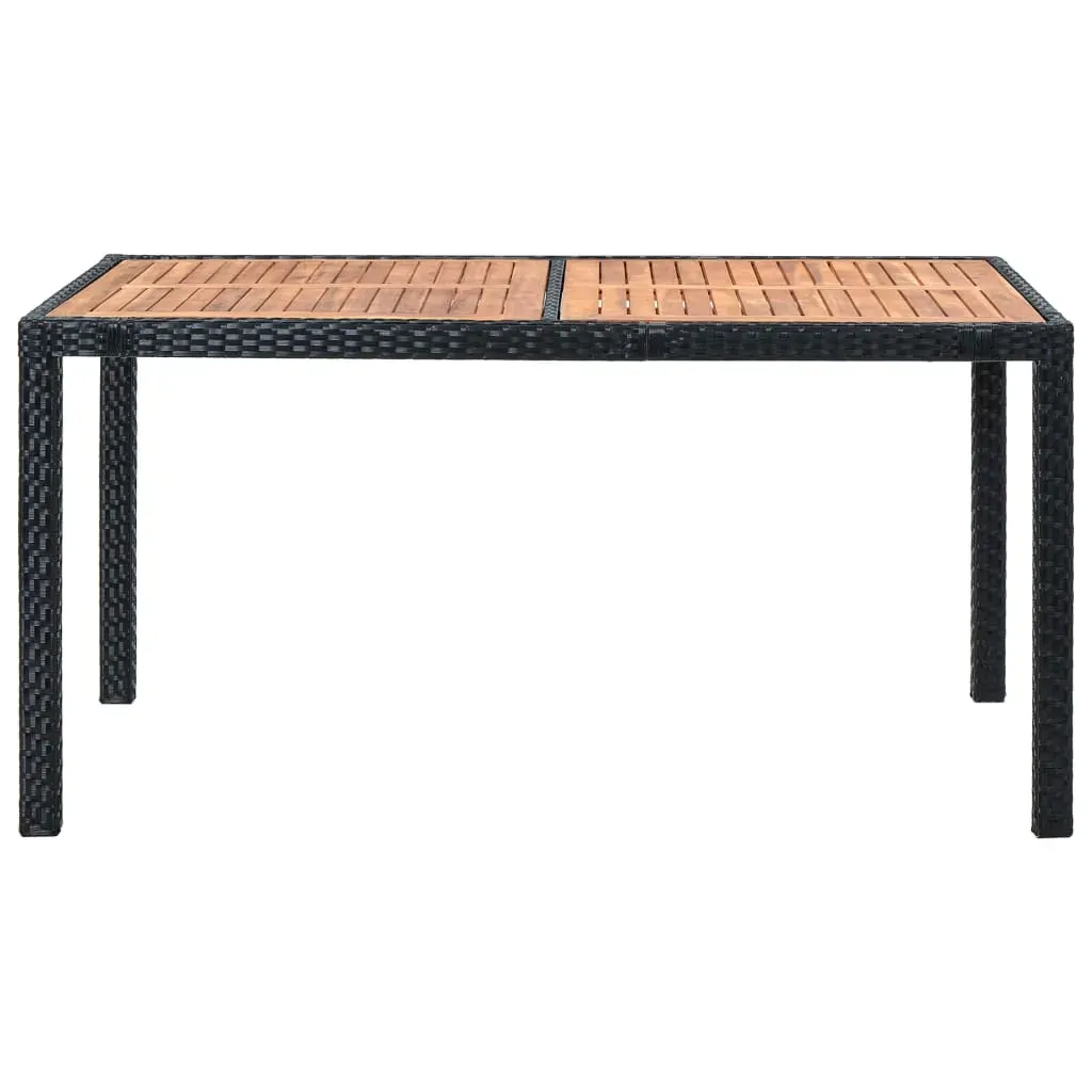 Outdoor Dining Set Poly Rattan Acacia Wood Black Price