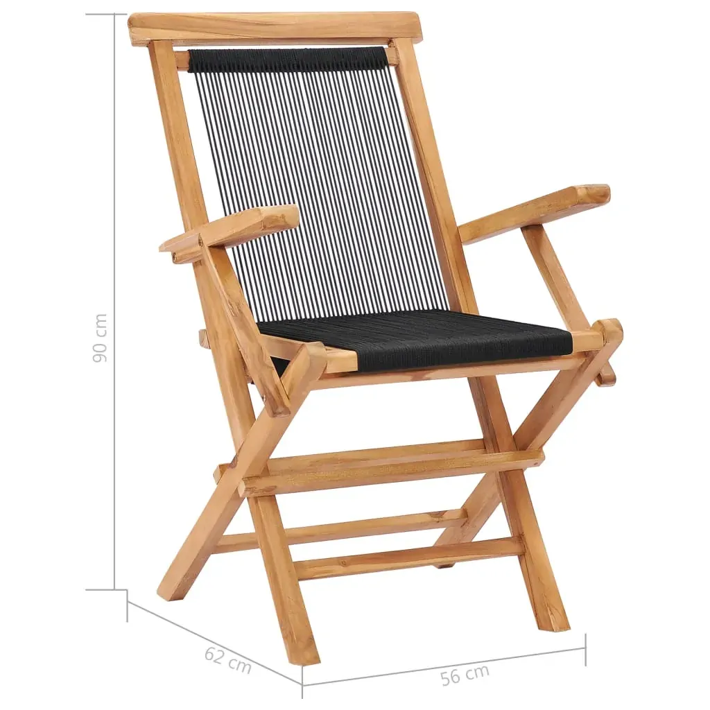 Folding Garden Chairs 2 pcs Solid Teak Wood and Rope Price