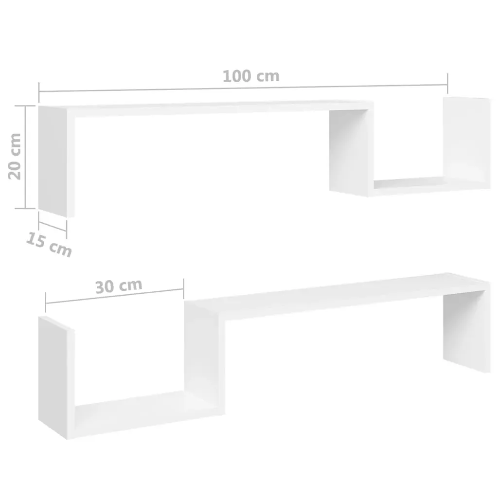 Wall Shelves 2 pcs 100x15x20 cm Engineered Wood Price