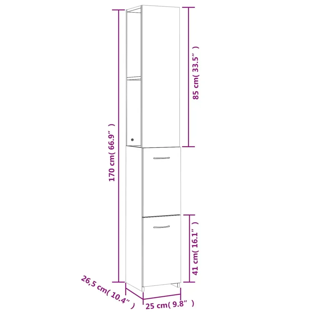 Bathroom Cabinet 25x25x170 cm Engineered Wood Price