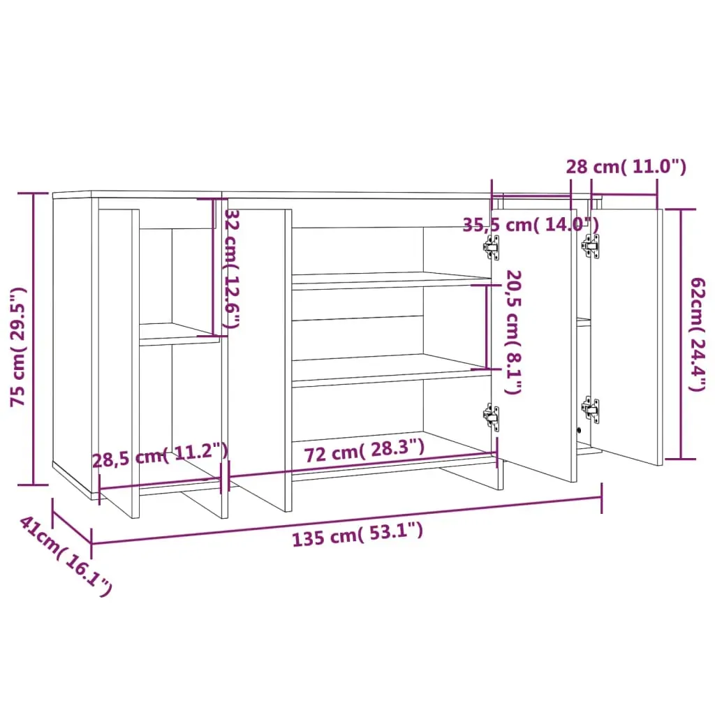Sideboard 135x41x75 cm Engineered Wood Price