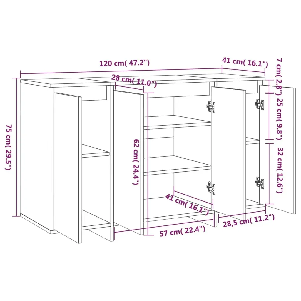 Sideboard 120x41x75 cm Engineered Wood Price