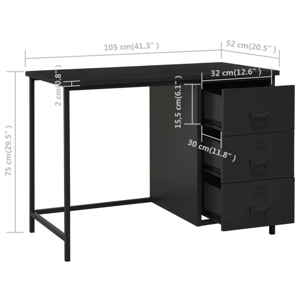 Industrial Desk with Drawers 105x52x75 cm Steel Price