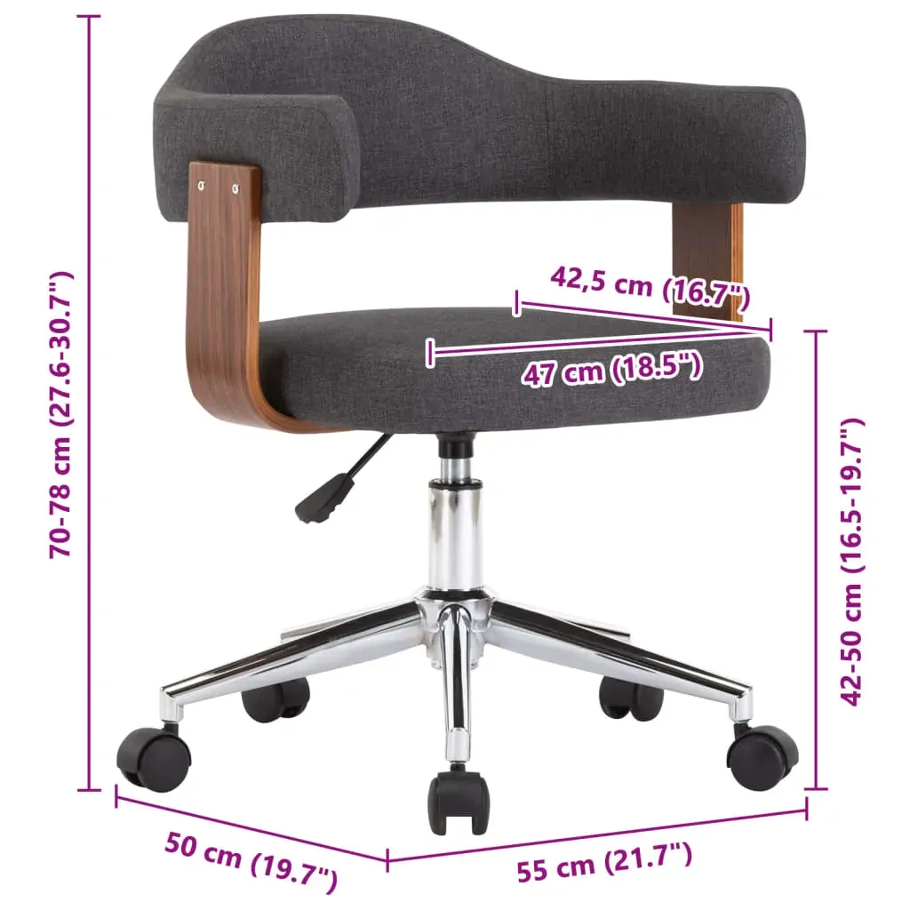 Swivel Dining Chair Grey Bent Wood and Fabric Price