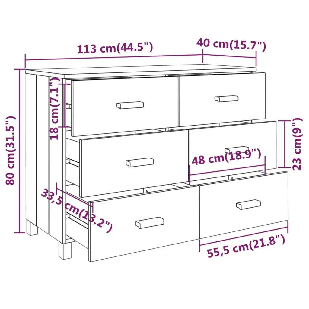 Sideboard Honey 113x40x80 cm Solid Wood Pine Price