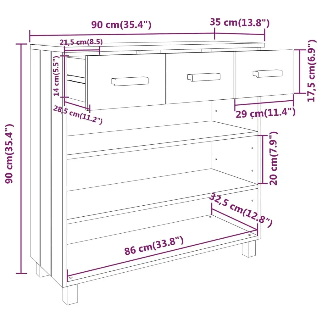 Console Table 90x35x90 cm Solid Wood Pine Price