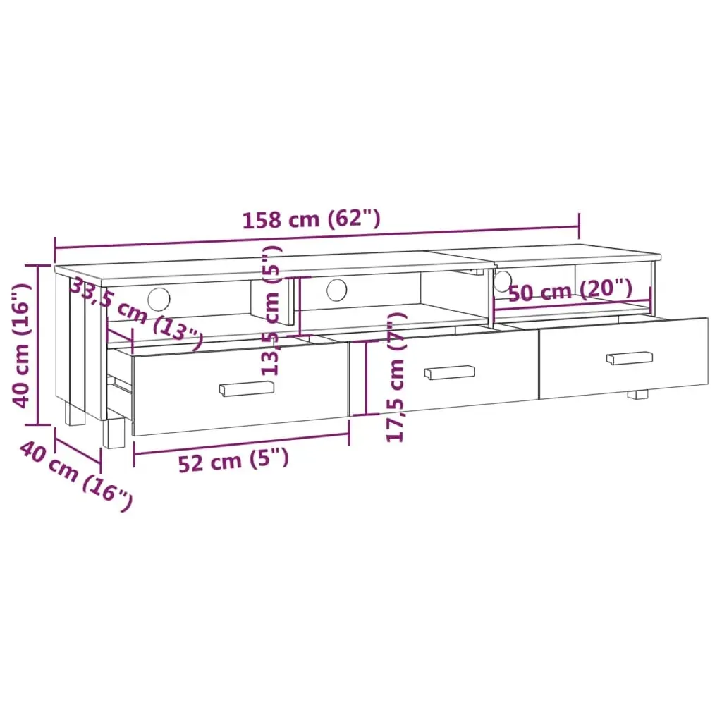 Twickenham TV Cabinet Honey 158x40x40 cm Solid Wood Pine Price