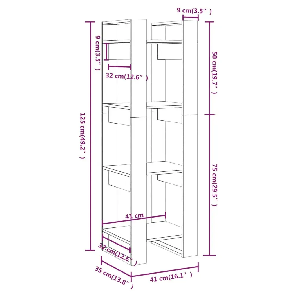 Rahway Book Cabinet/Room Divider 41x35x125 cm Solid Wood Pine Price