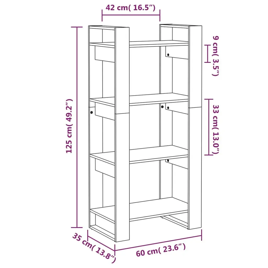 Glossop Book Cabinet/Room Divider 60x35x125 cm Solid Wood Price