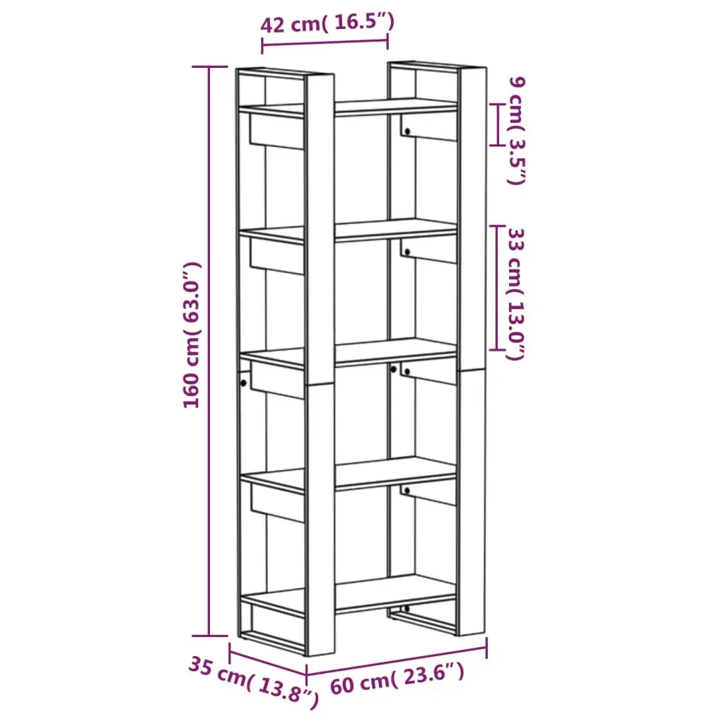 Talladega Book Cabinet/Room Divider 60x35x160 cm Solid Wood Price