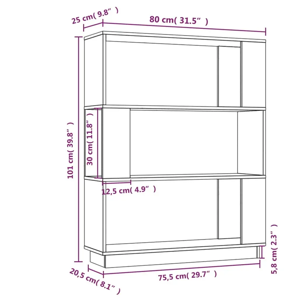 Coppell Book Cabinet/Room Divider 80x25x101 cm Solid Wood Pine Price