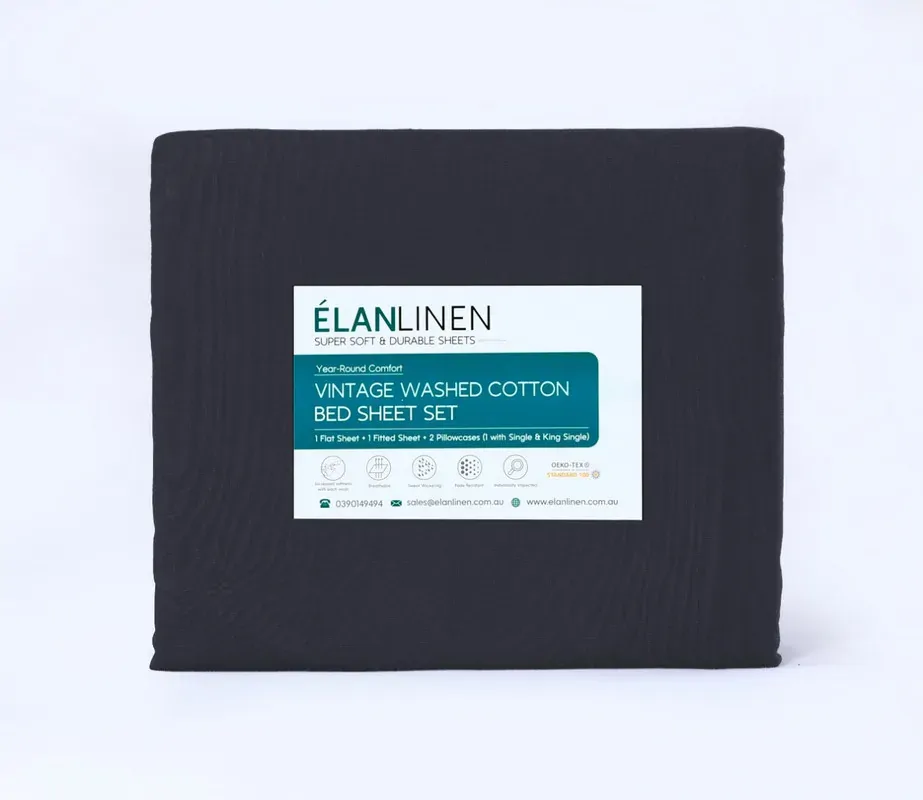 Elan Linen 100% Egyptian Cotton Vintage Washed 500TC Single Bed Sheets Set Price