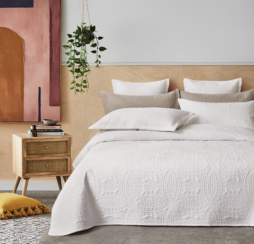 Lisbon Quilted 3 Pieces Embossed Coverlet Set Price