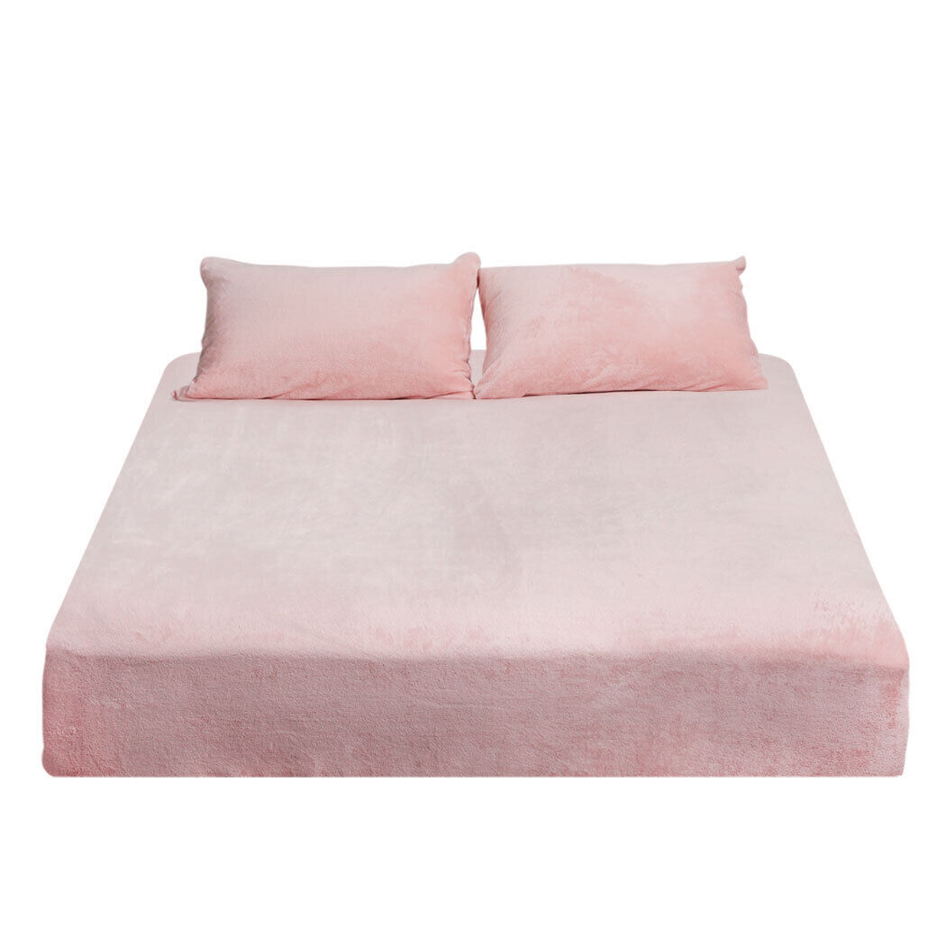 Fitted Bed Sheet Set Pillowcase Flannel Winter Warm Price