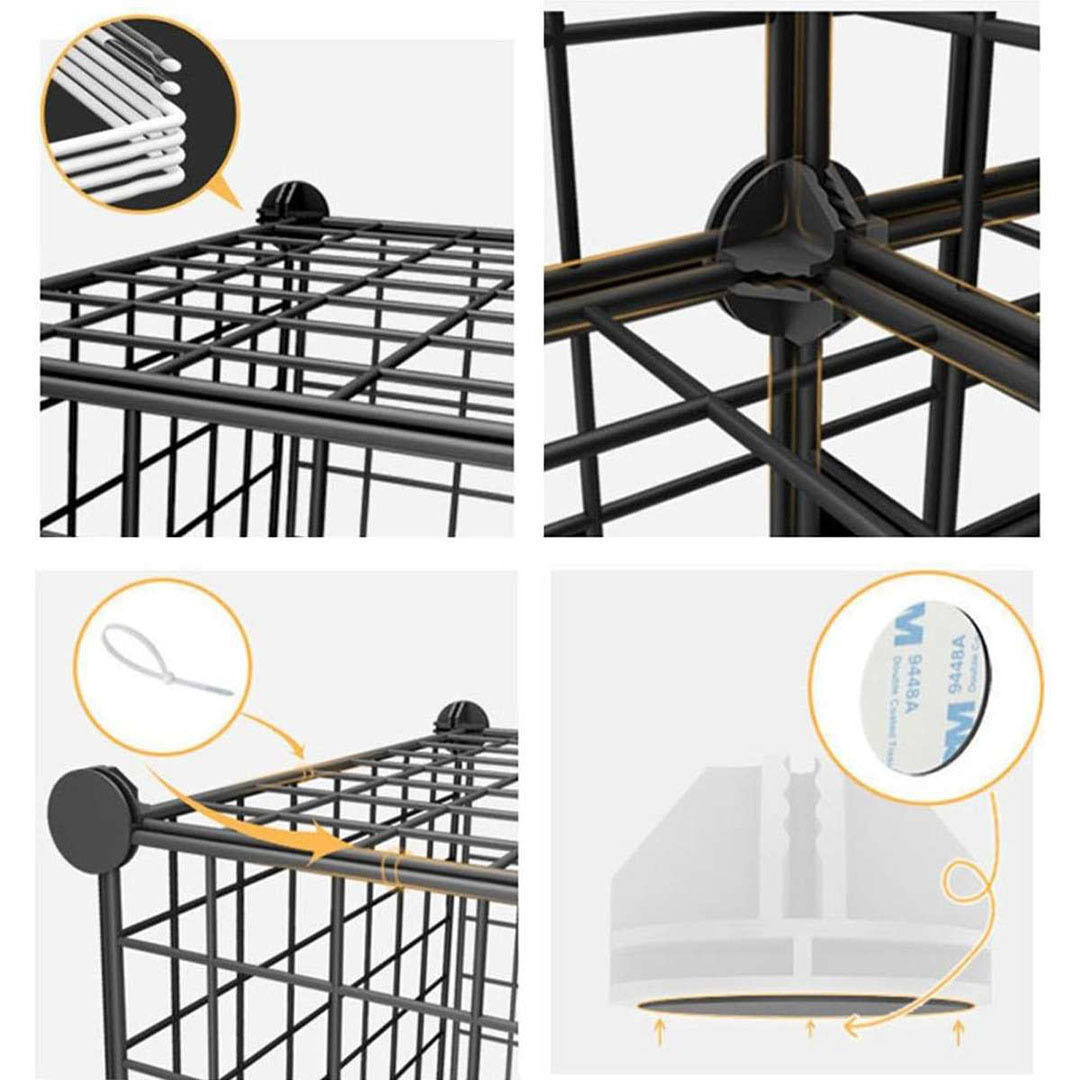 Black Portable Storage Organiser Foldable DIY Modular Grid Space Saving Shelf Price