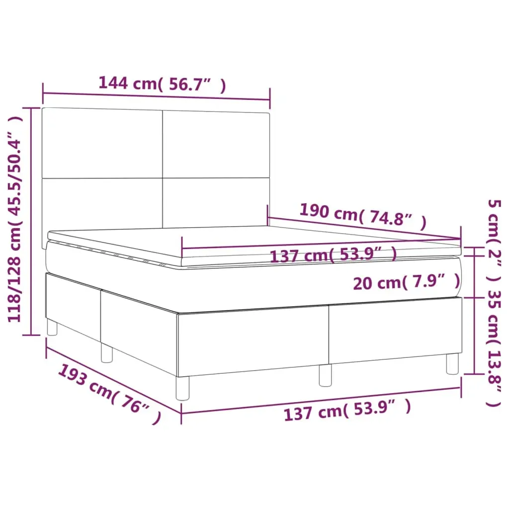 Box Spring Bed with Mattress&LED Black Faux Leather Price