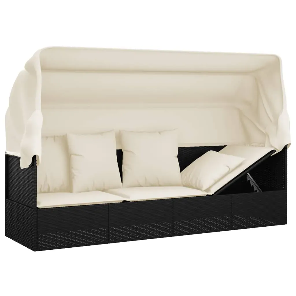 Outdoor Lounge Bed with Roof and Cushions Poly Rattan Price