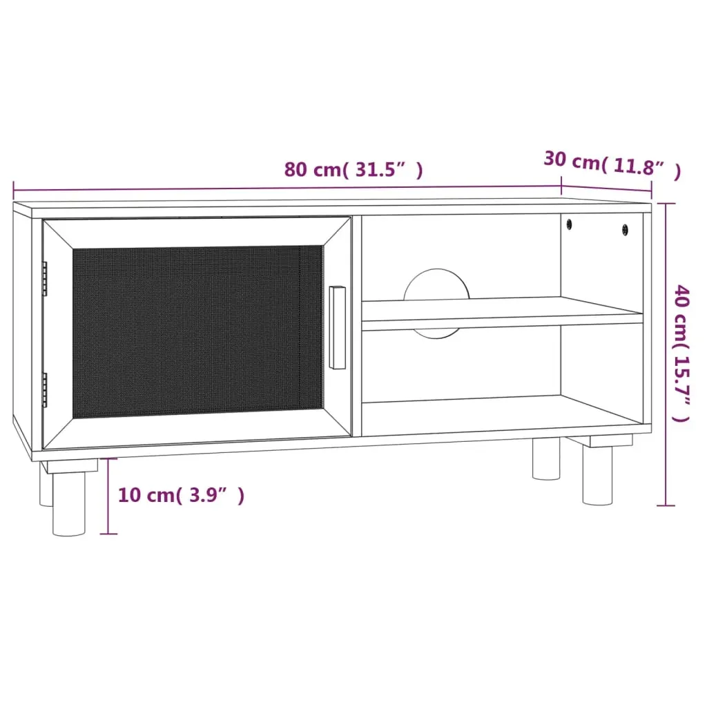 Fernhill TV Cabinet 80x30x40 cm Solid Wood Pine and Natural Rattan Price