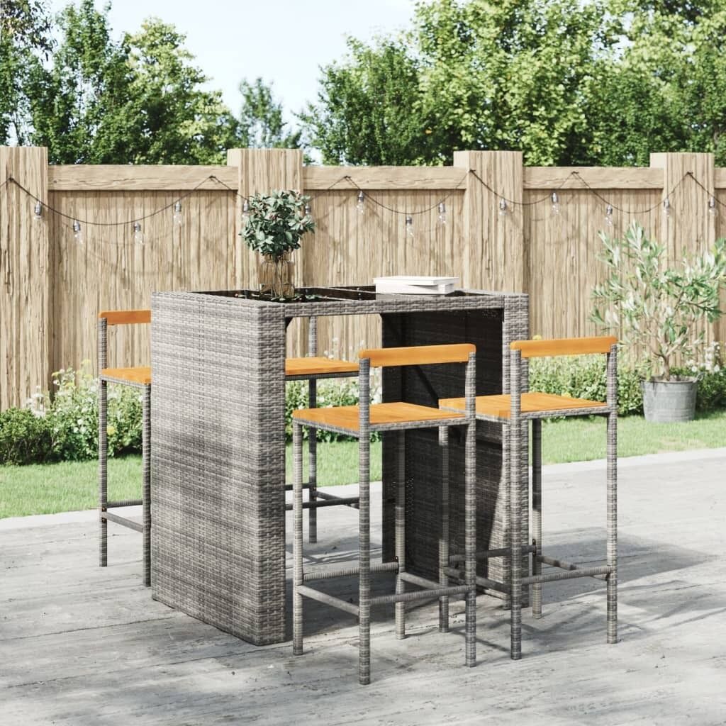 Bar Stools Poly Rattan and Solid Wood Acacia Price