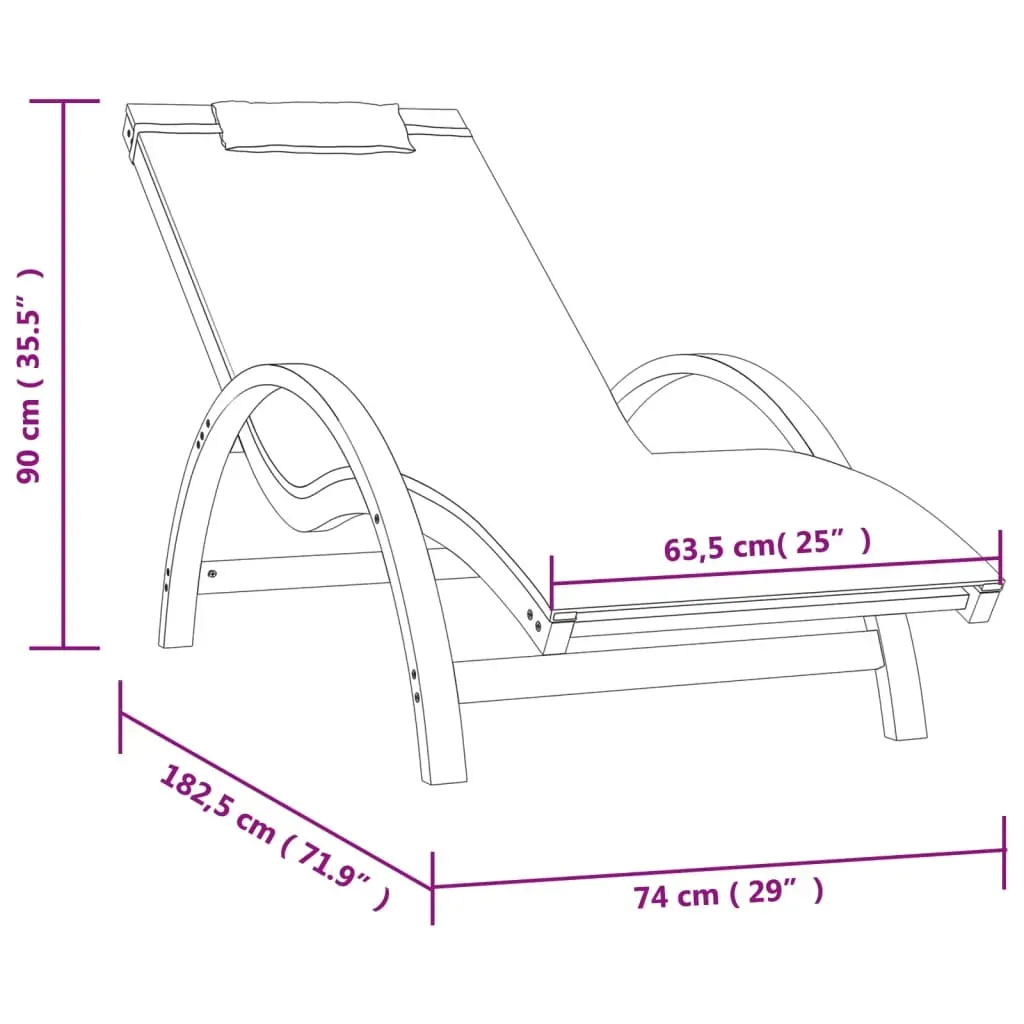 Sun Lounger with Pillow Textilene and Solid Wood Poplar Price