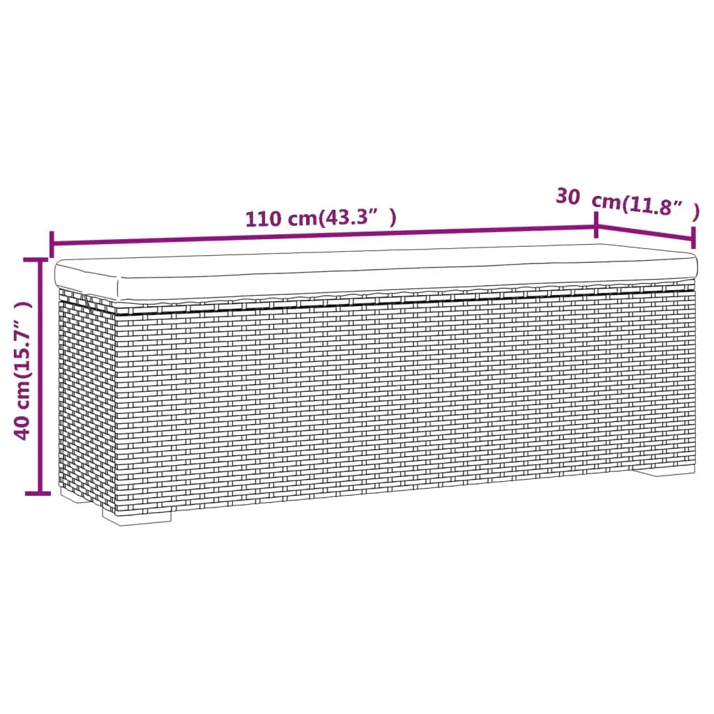Ottoman Bench with Cushion 110x30x40 cm Poly Rattan Price